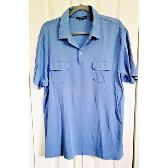 Perry Ellis XL Men’s Slate Blue Pima Cotton Polo Shirt Size XL Pockets SS‎ - Picture 1 of 6
